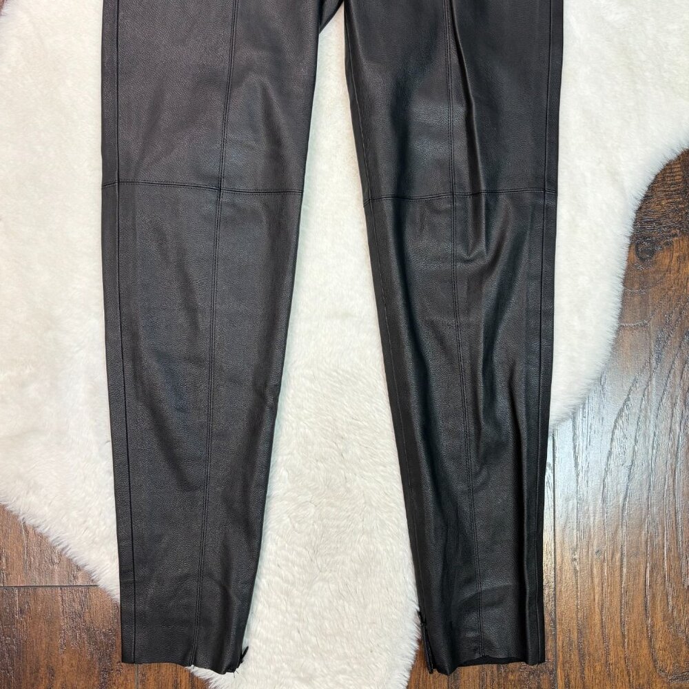 Zara Skinny‎ Pants Small Black Faux Leather Side Zip - Picture 3 of 8